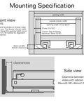 Mounting specifications for Undermount Soft Close Drawer Slides Set With Full Extension, detailed front and side views.