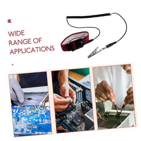 15 Piece ESD Wrist Straps Set With Adjustable Grounding Wires For Electronics Repair And Factory Work Keeps You Grounded And Static Free Reusable Anti Static Bracelet Kit Built To Last. anti-static wrist strap with coiled wire and alligator clip for circuit board repair