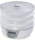 Smooth Operator Digital Electric Food Dehydrator With Stackable Trays showing 6 stackable trays and an adjustable digital thermostat.