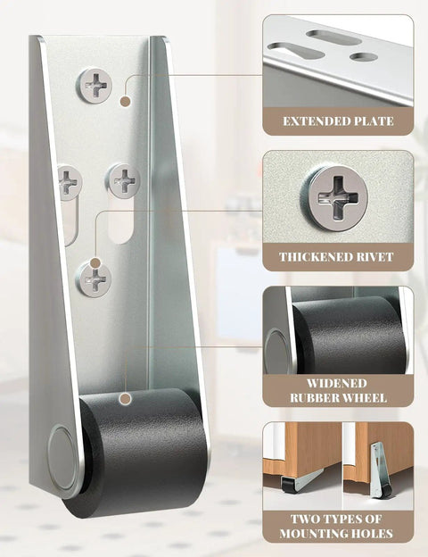 Eight Pack Nifty Low Profile Rigid Caster Wheels Slick Rollin Zero Hassle Mounting Heavy Duty Mini Workhorse Fixed Casters shown on an extended plate with a rubber wheel.