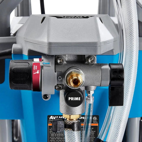 Pro Grade Airless Paint Sprayer With A Mean 3000 Psi Kick For Unthinned Latex Primers And Stains control panel close-up with prime feature