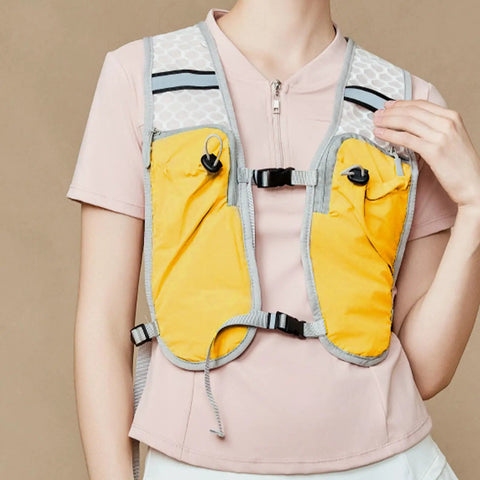 Hydration Running Vest Backpack That Keeps Your Gear Handy For Trail Runners And Outdoor Adventurers, yellow front view