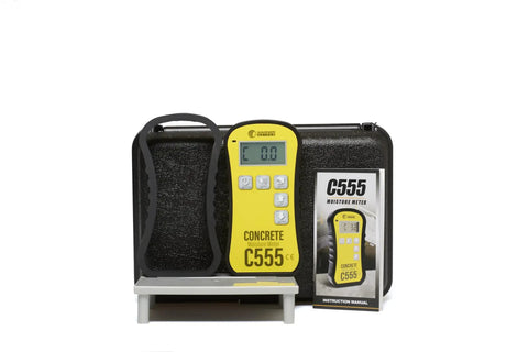 Pinless Concrete Moisture Meter For Quick Non Destructive Readings On Smooth Concrete No Surface Damage Detect Hotspots And Plan Sensor Placement With Included Standard Calibrator, yellow C555 in case