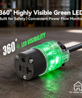 Rockin Reliable Lighted Electrical Outlet With Clear Neon Indicator, 20 Amp 125 Volt Commercial Grade Duplex Receptacle, Nema 5-20R Grounding Socket, Badass Workhorse Build For Shops And Garages, Set Of 10 Black Pieces with 360 degrees visible green LED feature.