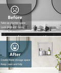 Before and after image showing Stainless Steel Shower Niche 12x12 In Recessed Shelf Brushed Nickel Finish Waterproof Wall Storage Niche No Tile Needed Easy Install For Bathrooms In Wet Areas with neat storage.