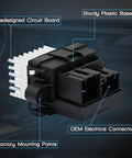 Close-up of Hvac Blower Motor Resistor With Wire Harness For Chevy Silverado Equinox Tahoe Suburban showing circuit board and connectors.