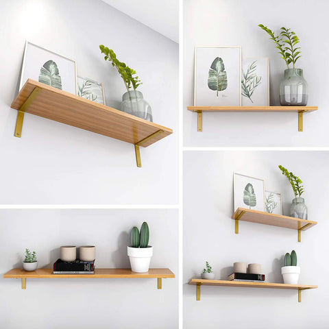 Heavy Duty 6 Inch L Shelf Brackets In Rustic Gold Iron For Industrial Modern Floating Shelves With Hardware DIY Open Shelving 4 Pack Sturdy Support Holds About 80 Lbs