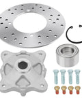 Heavy Duty Rear Wheel Hub Bearing And Brake Rotor Studs Replacement Kit For Polaris RZR Sportsman ACE Ranger ATV UTV 2006 Plus, includes rotor, bearing, and bolts.