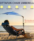 Super Lightweight Clip On Chair Parasol With Heavy Duty Universal Clamp UPF 50 Plus UV Protection Portable Cool Beach Shade on beach chair.
