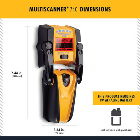 MultiScanner 740 Electronic Wall Scanner With Built In Erasable Marker dimensions and battery requirement