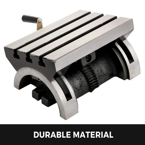 Tilting Milling Table 7x5 inch with 0 to 45 degree adjustable swivel angle plate 3 T slots heavy duty crank handle cast iron