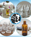 Collage featuring glass bottles and 80 Piece Silicone Rubber Hole Plugs Set For Round Holes 4mm To 9.5mm Waterproof Stoppers