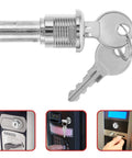 Replacement Metal Key Cylinder Lock For Gumball Candy Dispenser And Soda Vending Machine Fits Models Keeps Coins Safe From Bad Guys You Need This Reliable Gear For Your Stand Setup Today Works Well Secure Accessory Kit Upgrade Now, silver metal lock with keys