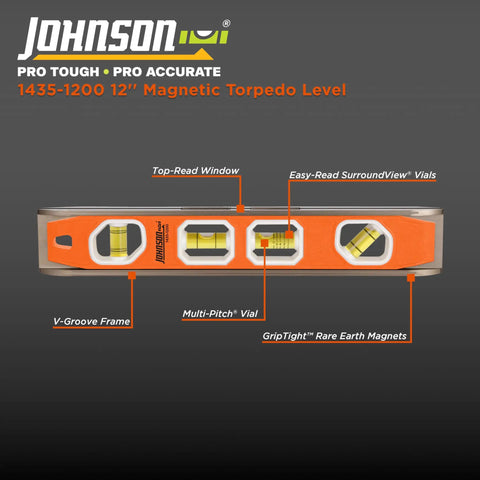 Hardcore 12 Inch Magnetic Torpedo Level With Grippy V Groove Rare Earth Magnets Built Different Rock Solid Aluminum Frame For Hands Free Layout And Spot On Precision Without Any Fuss On The Daily Grind
