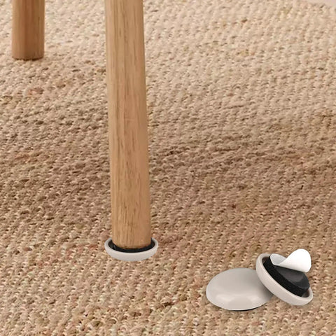 Twenty Four Pack Round Gray Self Adhesive Furniture Sliders Heavy Duty Moving Pads For Carpet Hardwood Tile Floors Easy Chair Table Sofa Glides That Roll Like Butter On Any Floor Type on chair leg.