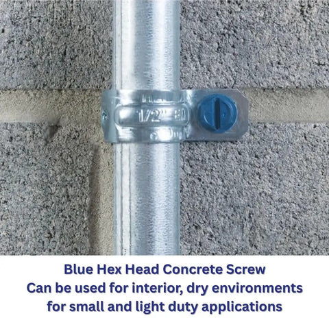 One Quarter Inch Hex Head Concrete Screw Anchor With Drill Bit For Masonry Brick Or Block Self Tapping Diamond Point Quick Install ANSI Compliant Bit Included 100 Count Box Pro Grade Quality installed in brick