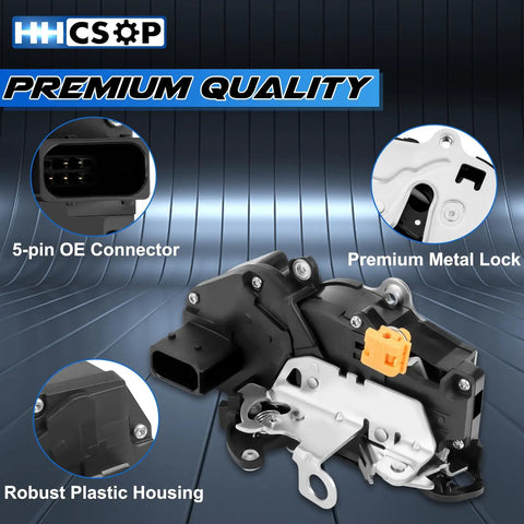 Front Left Driver Side Door Lock Actuator Motor For Chevy GMC SUVs And Trucks 2007 2008 2009 2010 2011 2012 2013 2014 Suburban Tahoe Silverado Avalanche Yukon XL Sierra Replacement, 5-pin connector, metal lock