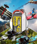 R Line Version 5.0 6S LiPo Battery Pack 22.2V 150C 1200mAh with XT60 plug powering racing drones and RC cars