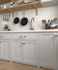 Modern kitchen with Marble Drawer Pulls and Knobs 10 Pack White Marble and Black 5 Inch Hole Center T Bar Hardware on cabinets