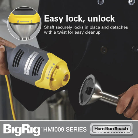 Built Different Compact Immersion Blender With 9 Inch Shaft Killer 250 Watt Motor showing easy lock mechanism for simple cleaning.
