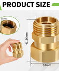 360 Degree Brass Garden Hose Swivel Fitting 3/4 GHT Male To Female Adapter For Outdoor Use Keeps Your Water Flow Smooth And Free From Kinks Heavy Duty Brass Build For Real Lawn Pros. Brass hose adapter size view, 30mm x 41.56mm