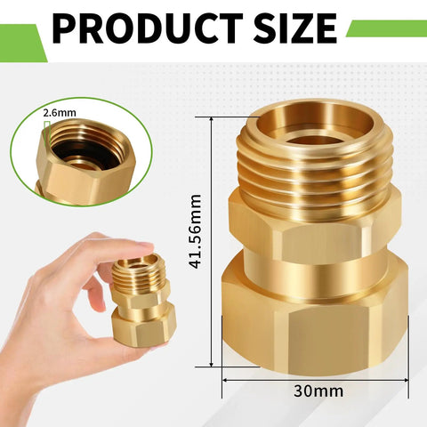 360 Degree Brass Garden Hose Swivel Fitting 3/4 GHT Male To Female Adapter For Outdoor Use Keeps Your Water Flow Smooth And Free From Kinks Heavy Duty Brass Build For Real Lawn Pros. Brass hose adapter size view, 30mm x 41.56mm