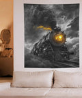 Thunderous Steam Locomotive Tapestry Wall Art Decor 50x60 Inches for bedroom with vivid colors above sofa