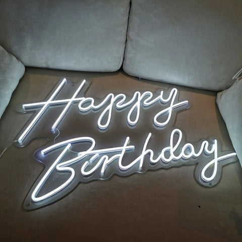 Lit Happy Birthday Neon Sign LED Light For Parties And Home Decor Customizable Birthday Gift Outdoor Yard Garden Wall Art