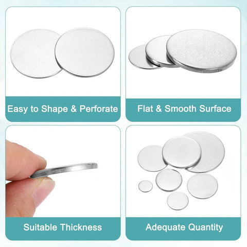 4 Pack 54mm Stainless Steel Discs For Dope Crafts And Jewelry Making, Flat Round Sheets 1.8mm Thick, Durable 304 Steel Discs