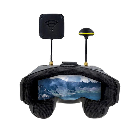 All In One FPV Goggles With DVR And Real Time Video, 5.8G 40CH, 5 Inch Screen, dual antennas, mountain landscape displayed
