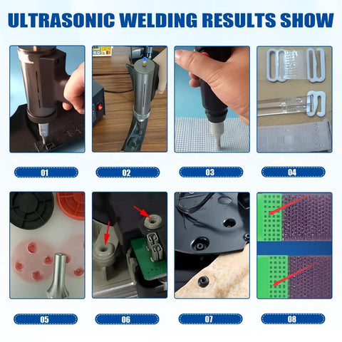 Ultrasonic Plastic Welder 28KHz 700W Handheld Spot Welder demonstrating welding on various plastic parts
