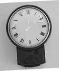 Vintage-style wall clock with Roman numerals in black frame, showcasing Vinyl Record Clock Mechanism Replacement Kit With Hands.