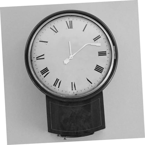 Vintage-style wall clock with Roman numerals in black frame, showcasing Vinyl Record Clock Mechanism Replacement Kit With Hands.