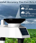 Rain gauge component of 14 In 1 Wi Fi Weather Station With Rain Gauge And 8.07 Inch Color Display in a field setting