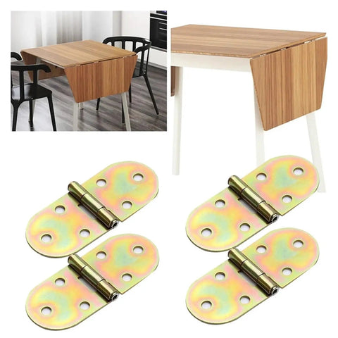 Heavy Duty 180 Degree Metal Folding Tabletop Hinges For Table And Cabinet, Galvanized Finish, 4 Pack, pre drilled holes