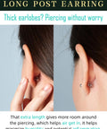 Extra Long Post Earrings Set, 5 Pairs 316L Stainless Steel Ball Studs For Women And Men, Hypoallergenic And Nickel Free, 2-6mm, Lead Free, Waterproof All Day Comfort For Sensitive Ears, Steel Color on earlobe close-up