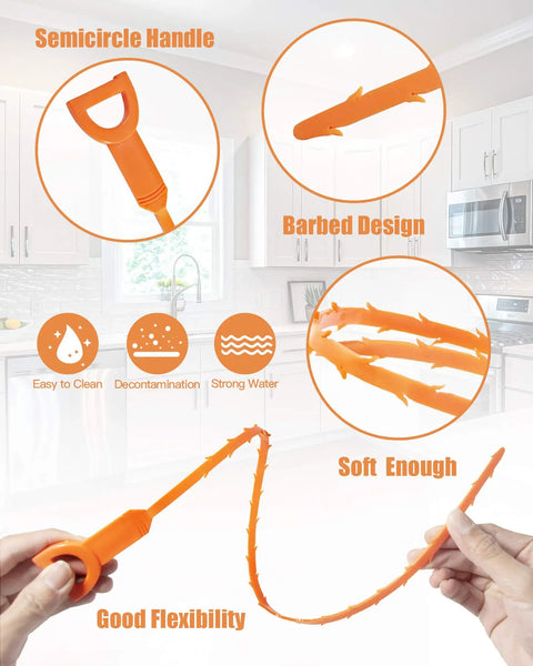 Hair Drain Clog Remover Tool Set With Six 25 Inch Sink Snakes And One 24 Inch Drain Cleaner For Shower Toilet Kitchen Sink And Tub Seven Piece Hair Removal Kit For Fast Easy Unclogging