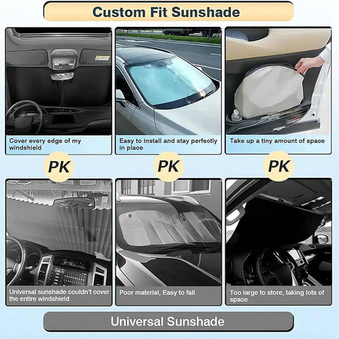 Premium Windshield Sun Shade For MG4 EV that blocks UV rays and fits perfectly for easy storage after use.