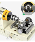 850W Mini Bench Grinder And Jade Polishing Machine For DIY Woodworking Jewelry Rock And Metal Crafting Station close-up of drill and components.
