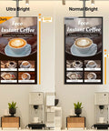 Foco Instant Coffee comparison displaying Smooth Operator Commercial Digital Signage Display With Killer 2000 Nits Brightness.