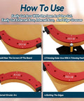 Hella Precise Pro Grade Aluminum Router Corner Radius Template Set Built For Seamless Cabinet Edge Molding And Serious Woodworking Projects That Actually Deliver Rock Solid Results Daily, demonstrating use for arcs.