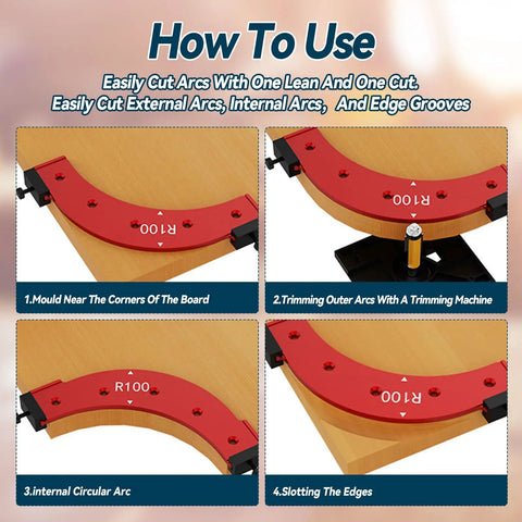 Hella Precise Pro Grade Aluminum Router Corner Radius Template Set Built For Seamless Cabinet Edge Molding And Serious Woodworking Projects That Actually Deliver Rock Solid Results Daily, demonstrating use for arcs.