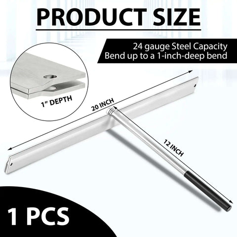 20 Inch Sheet Metal Folding Hemming Tool Heavy Duty Steel Bender For Standing Seam Roofing And HVAC Duct Panels, silver.