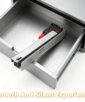 10 Inch Undermount Drawer Slides With Soft Close Concealed Runners And Full Extension Glides For Bathroom Vanities And Dressers Built To Last In Heavy Duty Steel Construction Smooth Quiet Operation 1 Pair shown in open drawer