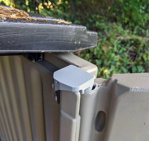 Upgraded Heavy Duty Right Hinge With Knockout Steel Core For Rubbermaid 5L40 Slide Lid Resin Shed Door Replacement Parts 3T17 3T17 2 And 3T17 3 Top Shelf Toughness No Sweat Swap on a shed door.