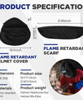 Welding Helmet Cover And Helmet Bib Set With Press Fit Neck Seal For Safety Flame Retardant Fabric Keeps Sparks Off And Protects Your Neck Durable Universal Fit For Most Helmets Classic Black dimensions and materials.