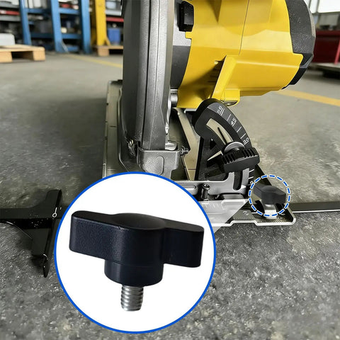 Heavy Duty 4 Pack Rip Fence Lock Knobs And Easy Grip Edge Guide Handles For Cordless Circular Saws Replaces 313678001 close-up of knob on saw