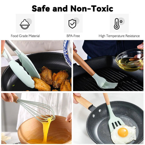 Ultimate Camping Kitchen Utensils Set For Outdoor Cooking Portable Silicone Cookware Kit in use with various utensils on stovetop