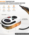 Supercharged Handheld Steam Cleaner With Beast Mode 2500 Watt Power and Snappy 15 Second Heat Up; portable design with controls.