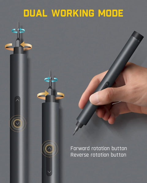 Mini Electric Precision Screwdriver Kit With LED Light And 24 Magnetic Bits High Torque 3 Nm in dual working mode with buttons